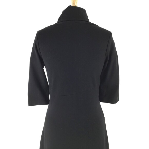 Nature vs Future Ponte Dress sz M Black Stretch Asymmetrical Shawl Neck Artsy US - Picture 7 of 11
